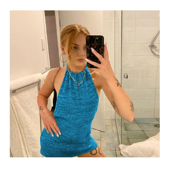 Sexy Backless Halter Dress Bodycon Micro Mini Dress Party - Picture 9 of 16